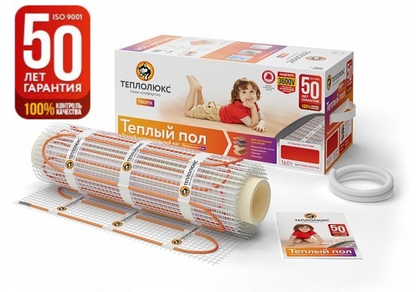 80 ВТ - 0,5 КВ.М. TROPIX МНН "ТЕПЛОЛЮКС"  НАГРЕВАТЕЛЬНЫЙ МАТ ДЛЯ ТЕПЛОГО ПОЛА